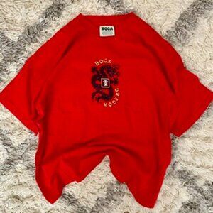 Vintage Y2K Boca Tshirt Dragon Men’s Large Made In Canada Red Boxy